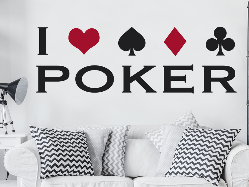 Sticker mural I love Poker résultat en situation