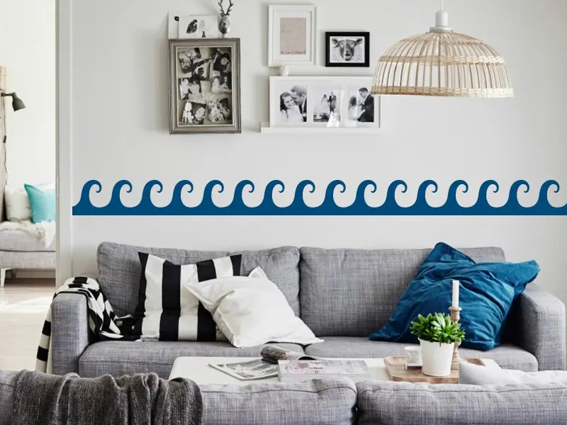Sticker mural Stickers Frises Frise Vagues Mer résultat en situation Sticker Frise Vagues Mer