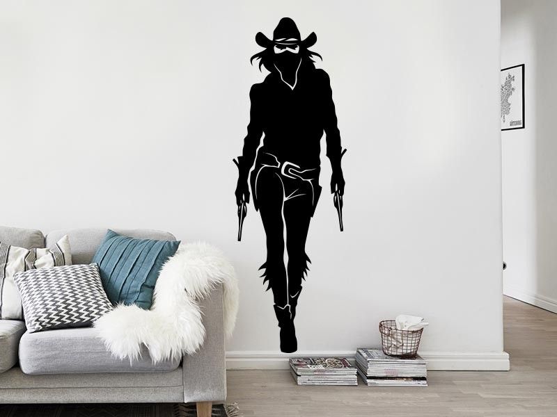 Sticker mural Cowgirl Silhouette résultat en situation