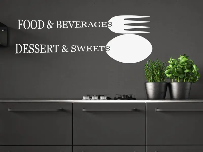 Sticker mural Chef - Ustensiles Couverts 2 résultat en situation Sticker Couverts 2