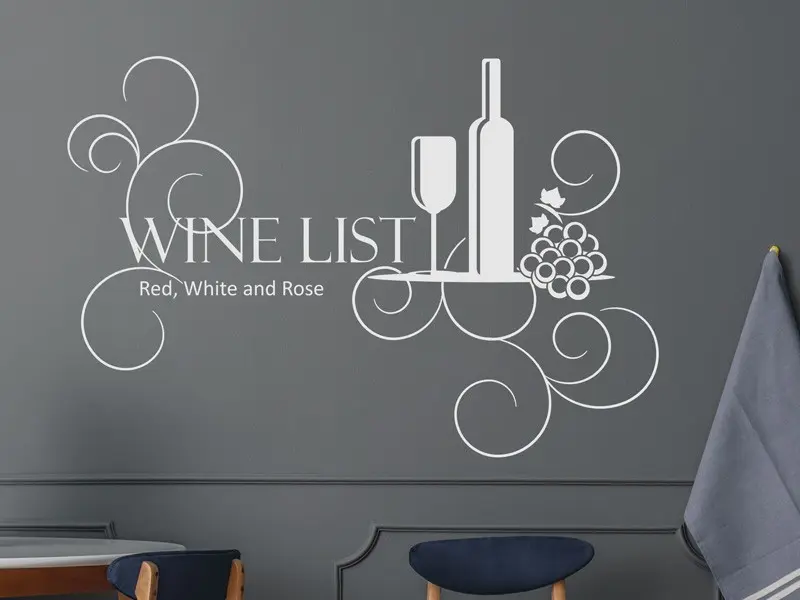 Sticker mural Vin - Cocktail Cuisine Bouteille de vin avec Raisin résultat en situation gros plan Sticker Cuisine Bouteille de vin avec Raisin