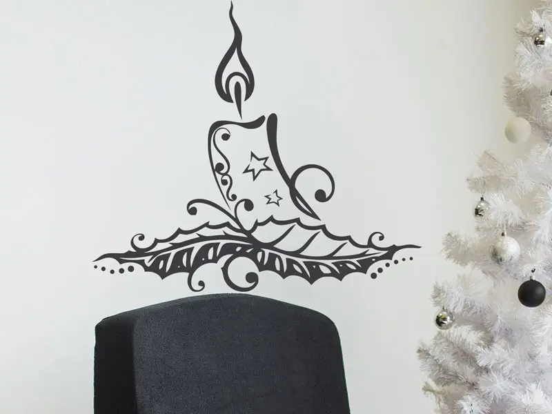 Sticker mural Noël Bougie de Noël résultat en situation gros plan Sticker Bougie de Noël