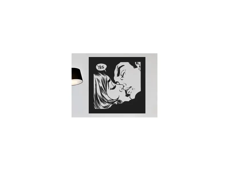 Sticker mural Pop Art Pop Art Kiss résultat en situation gros plan Sticker Pop Art Kiss