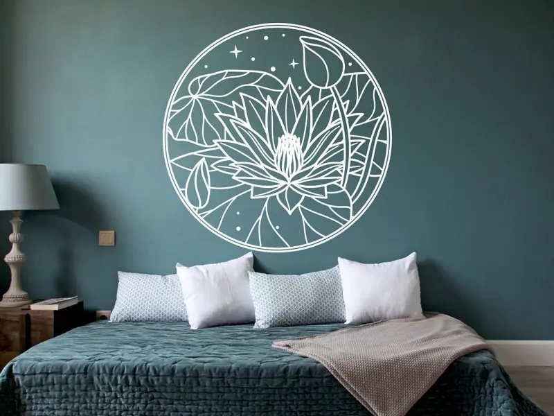 Sticker mural Symboles et Figures Fleur de Lotus Univers résultat en situation Sticker Fleur de Lotus Univers