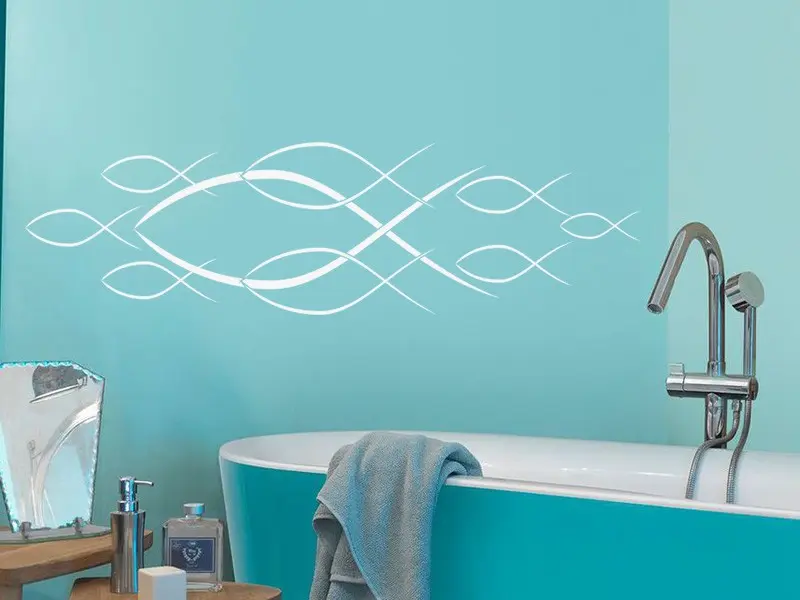 Autocolante Banco de peixes résultat en situation gros plan Autocolante Banco de peixes