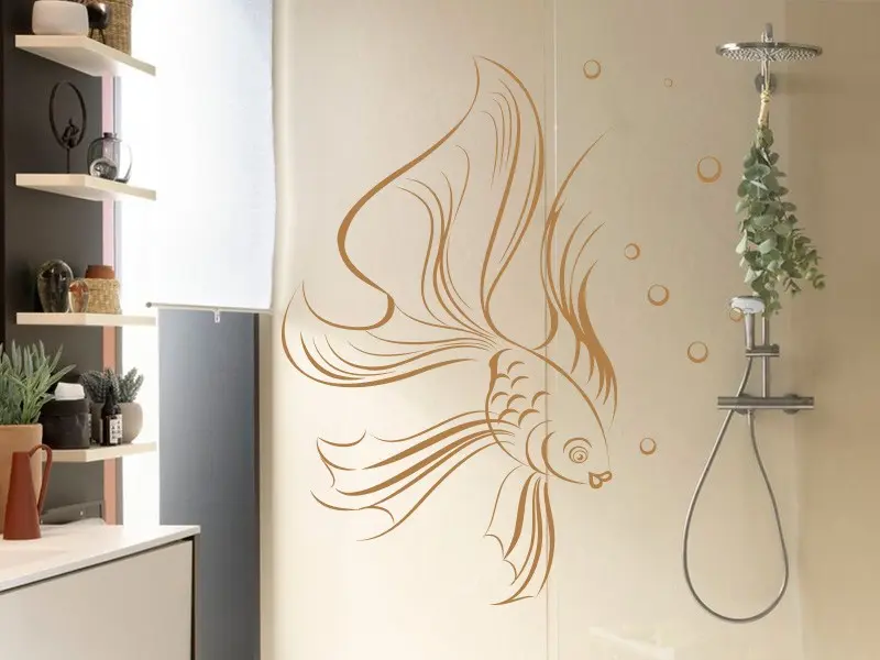 Sticker mural Sous la Mer Jolie Poisson résultat en situation gros plan Sticker Jolie Poisson