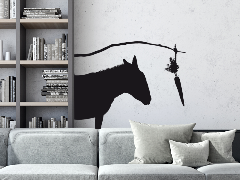Autocolante de parede O Burro e a Cenoura