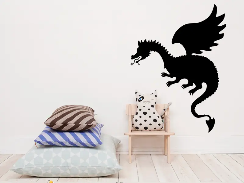 Sticker mural Chevaliers / Cowboys / Héros Dragon Chevalier résultat en situation Sticker Dragon Chevalier