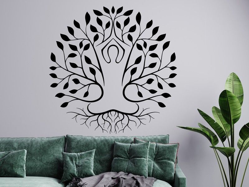 Autocolante de parede Árvore da vida Meditação Floral 2