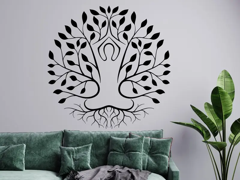 Sticker mural Arbre de vie Méditation Floral 2 résultat en situation