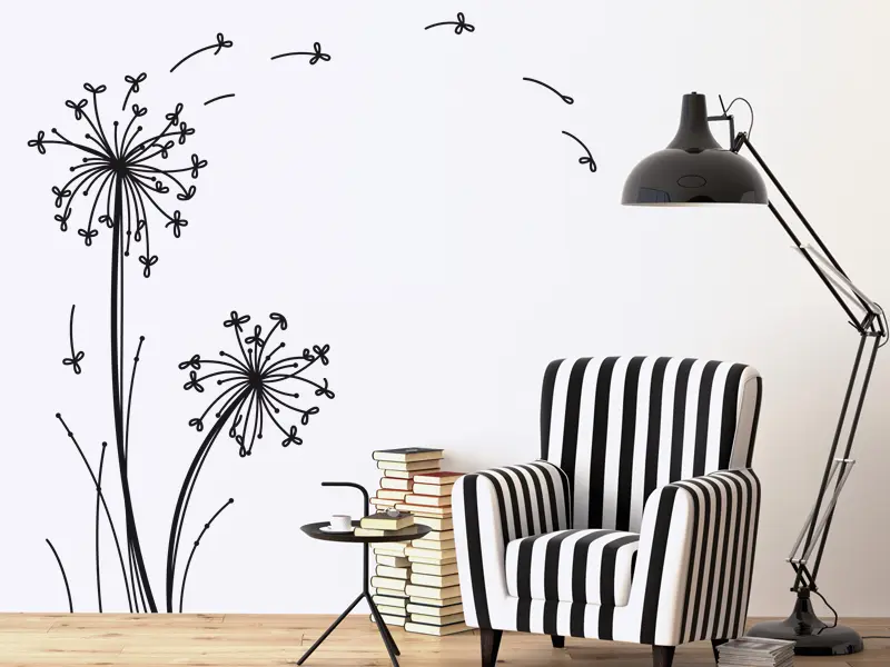 Sticker mural Stickers muraux fleurs Pissenlit résultat en situation Sticker Pissenlit