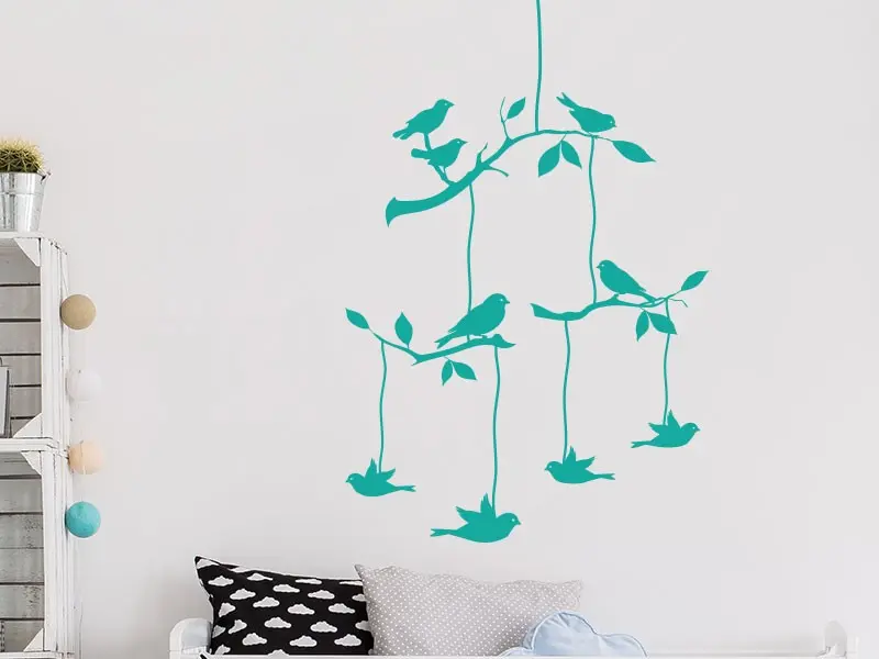 Sticker mural Branches Branche Oiseaux 9 résultat en situation gros plan Sticker Branche Oiseaux 9