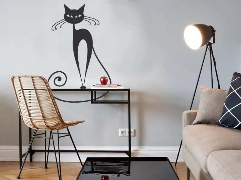 Sticker mural Sur la Terre Chat 4 résultat en situation Sticker Chat 4