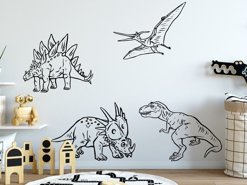 Autocolante de parede Pack 4 Dinossauros