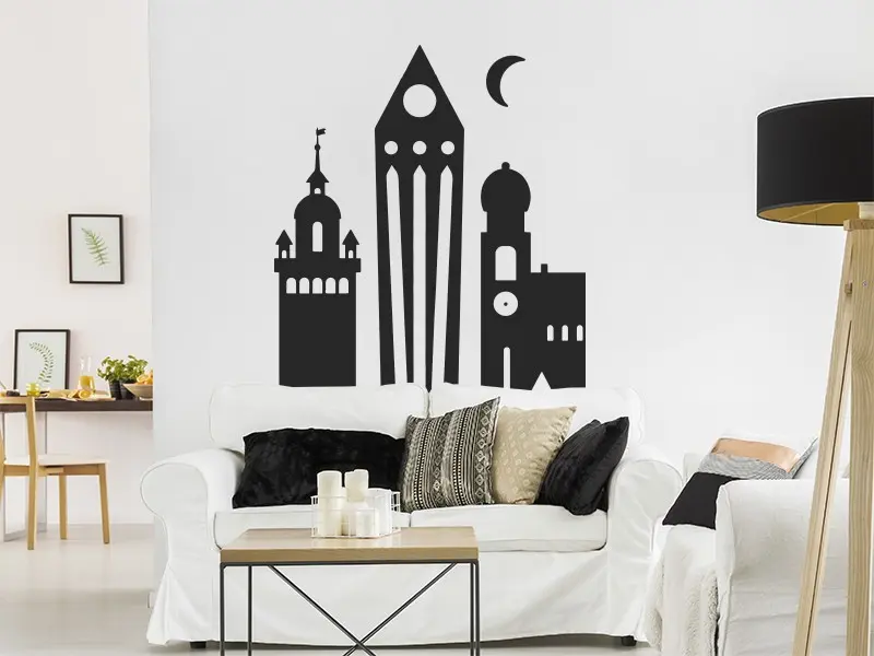 Sticker mural Paysages & Skylines Paysage sous la Lune résultat en situation Sticker Paysage sous la Lune