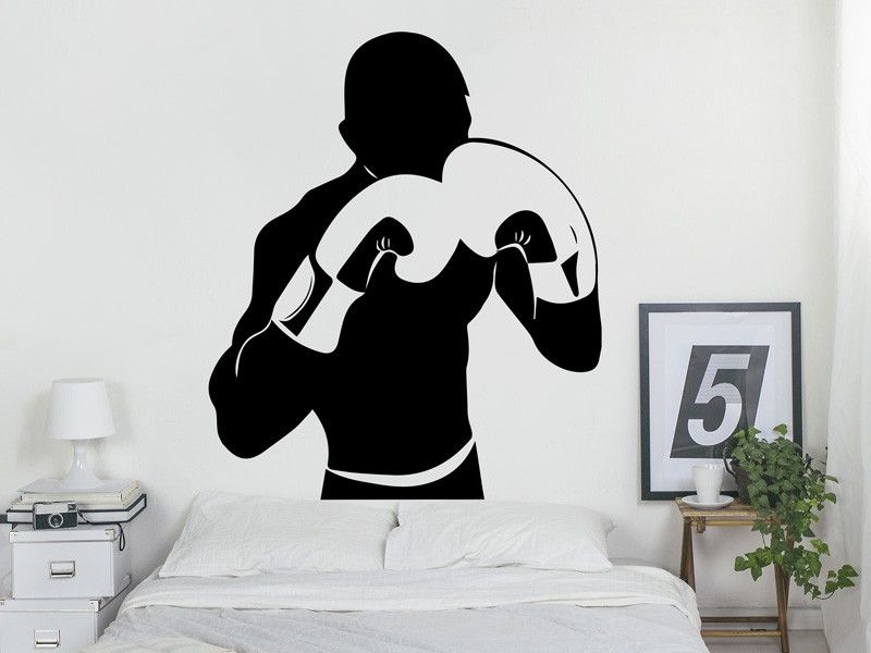Sticker mural Silhouette Boxeur résultat en situation