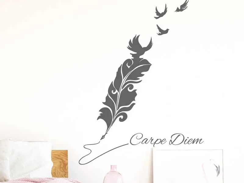 Sticker mural Stickers Chambre Plume Texte résultat en situation gros plan Sticker Plume Texte