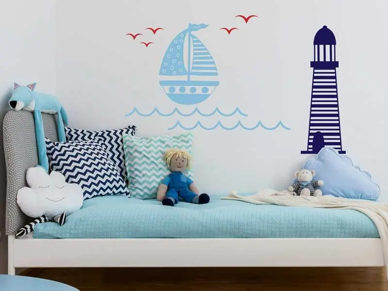 Sticker mural Avions & Bateaux Paysage Mer Enfant résultat en situation Sticker Paysage Mer Enfant