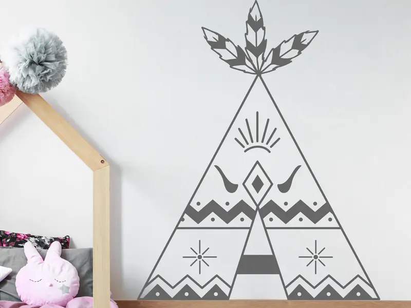 Autocolante Tenda Tipi Boho résultat en situation gros plan Autocolante Tenda Tipi Boho