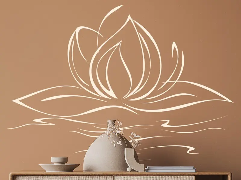 Sticker mural Stickers muraux fleurs Fleur de Lotus résultat en situation gros plan Sticker Fleur de Lotus