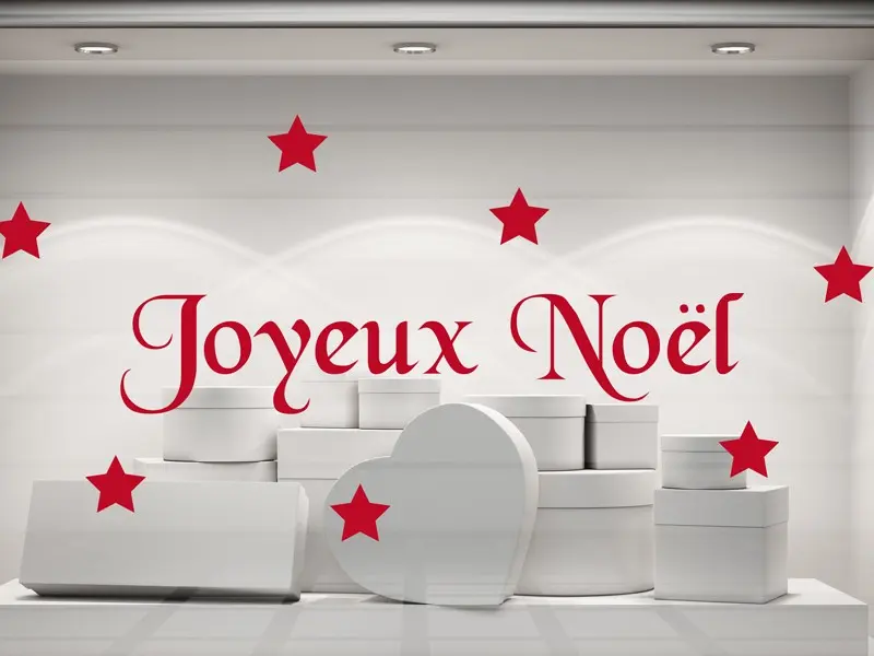 Autocolante Texto de Natal Estrelas résultat en situation gros plan Autocolante Texto de Natal Estrelas