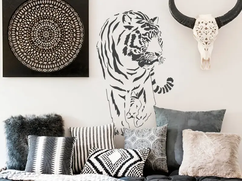 Sticker mural Sur la Terre Tigre résultat en situation Sticker Tigre