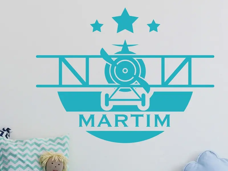 Sticker mural Avions & Bateaux Avion à moteur personnalisable 2 résultat en situation gros plan Sticker Avion à moteur personnalisable 2