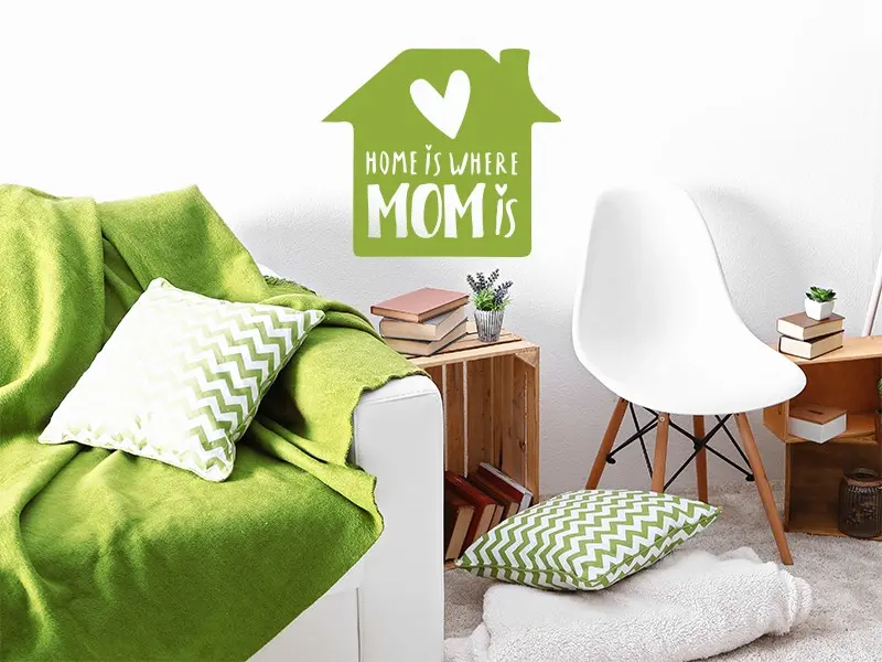 Sticker mural Home Is Where Mom Is résultat en situation