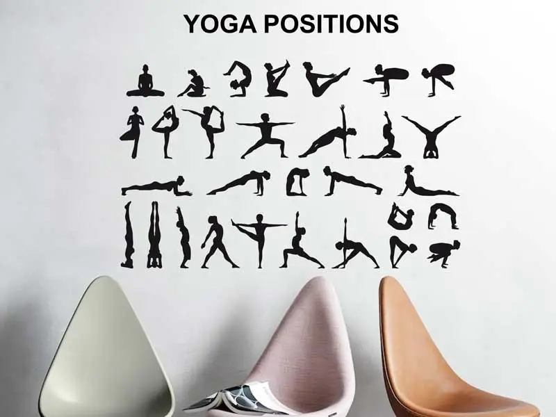 Autocolante de parede Yoga Posições Autocolante de parede Yoga Posições