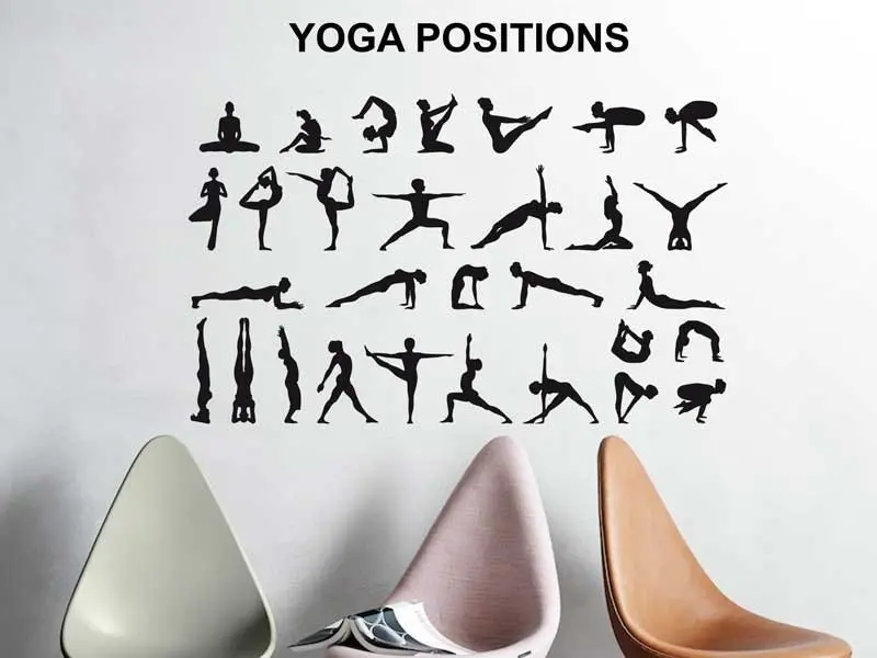 Sticker mural Symboles et Figures Yoga Positions résultat en situation Sticker Yoga Positions
