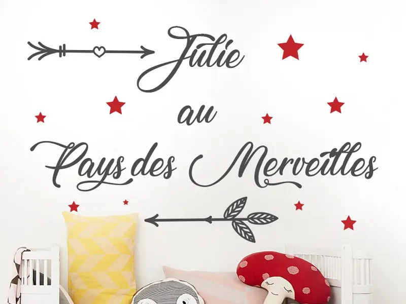 Sticker mural Prénoms Prénom Au Pays des Merveilles résultat en situation gros plan Sticker Prénom Au Pays des Merveilles