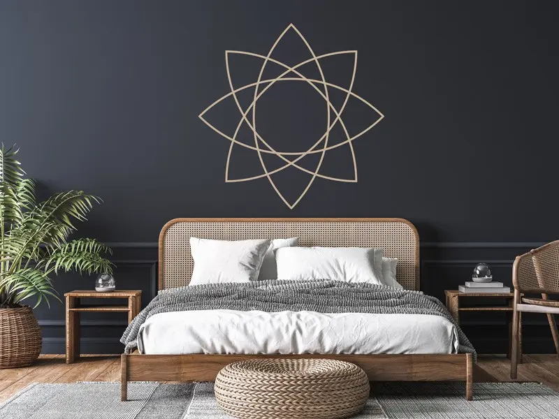 Sticker mural Origami - Géométrie Mandala Fleur de lotus Géometrique résultat en situation Sticker Mandala Fleur de lotus Géometrique