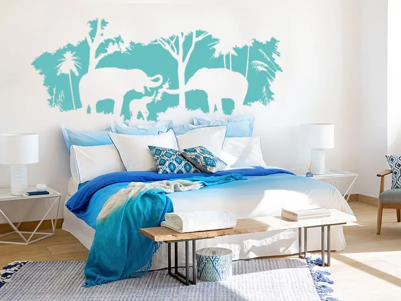 Sticker mural Paysages & Skylines Paysage éléphants résultat en situation Sticker Paysage éléphants