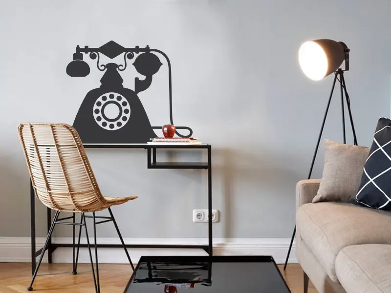 Sticker mural Stickers Mobiliers Téléphone Vintage résultat en situation Sticker Téléphone Vintage