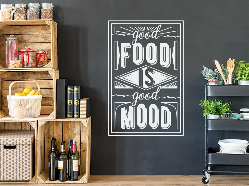 Sticker mural Textes & Recettes Good Food is Good Mood résultat en situation Sticker Good Food is Good Mood