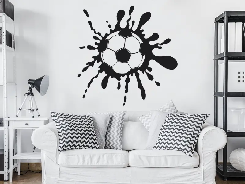 Sticker mural Football Ballon de Foot Splash résultat en situation Sticker Ballon de Foot Splash