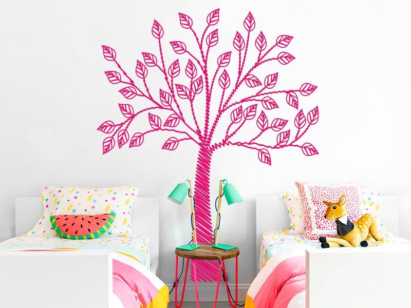 Sticker mural Arbre Mine Crayon résultat en situation