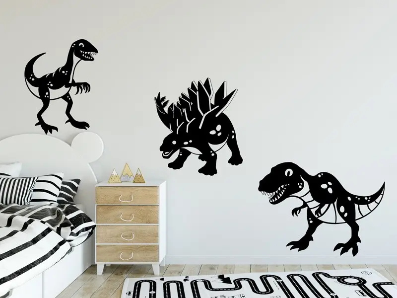 Sticker mural Pack 3 Dinosaures Enfant résultat en situation