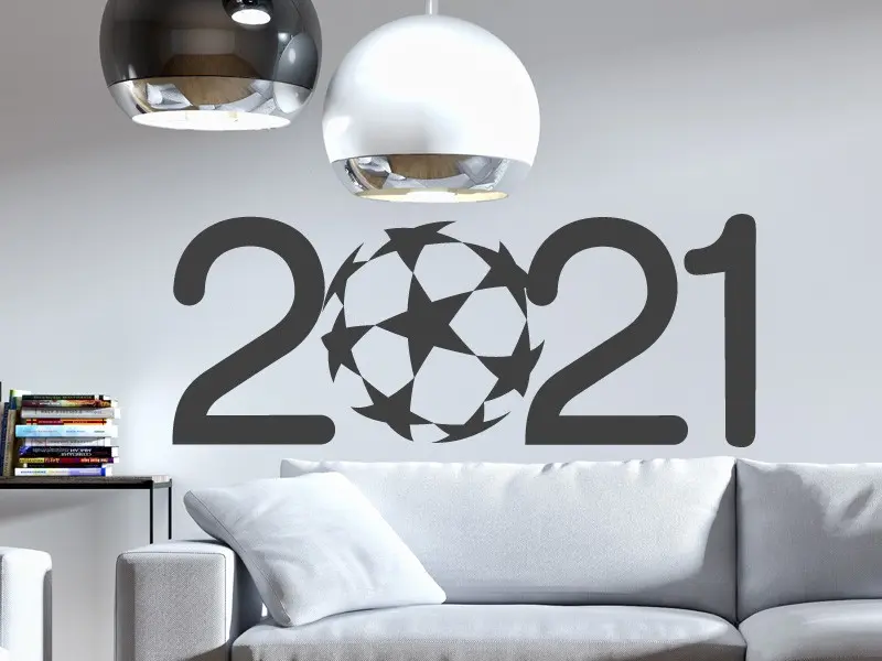 Sticker mural Football Foot 2021 Ballon résultat en situation Sticker Foot 2021 Ballon