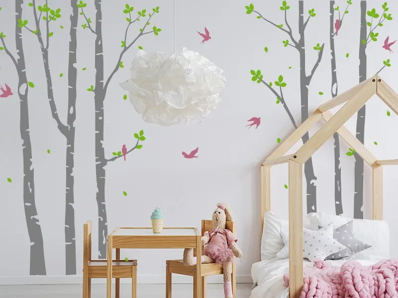 Sticker mural Stickers Arbres Arbres Bouleaux 5 résultat en situation gros plan Sticker Arbres Bouleaux 5