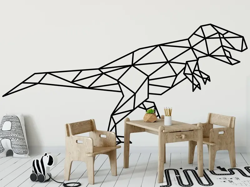 Autocolante Geométrico de Dinossauro T-Rex résultat en situation gros plan Autocolante Geométrico de Dinossauro T-Rex