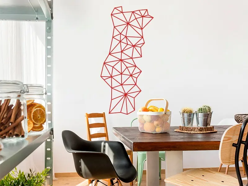Sticker mural Origami - Géométrie Carte Portugal Géométrique résultat en situation Sticker Carte Portugal Géométrique