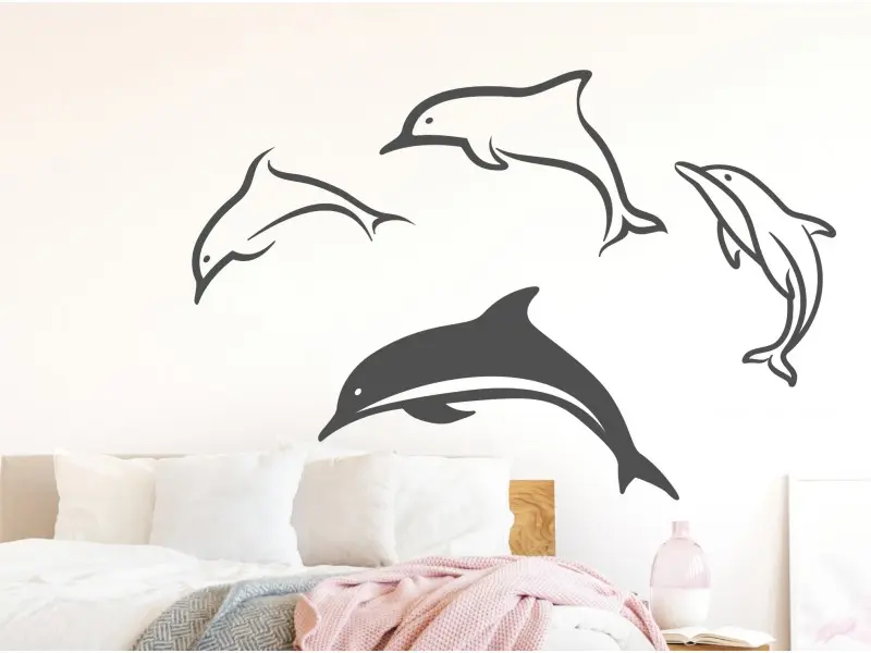 Sticker mural Sous la Mer Dauphins résultat en situation gros plan Sticker Dauphins