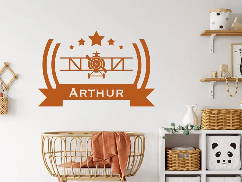 Sticker mural Avions & Bateaux Avion à moteur personnalisable résultat en situation Sticker Avion à moteur personnalisable