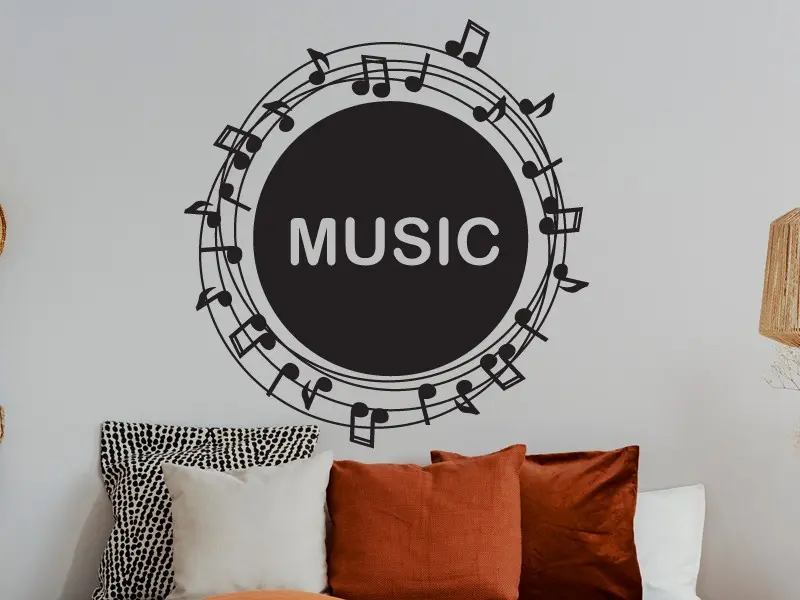 Autocolante Notas de música com Texto personalizado résultat en situation gros plan Autocolante Notas de música com Texto personalizado