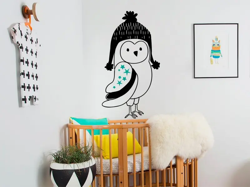 Sticker mural Hibou en Hiver résultat en situation