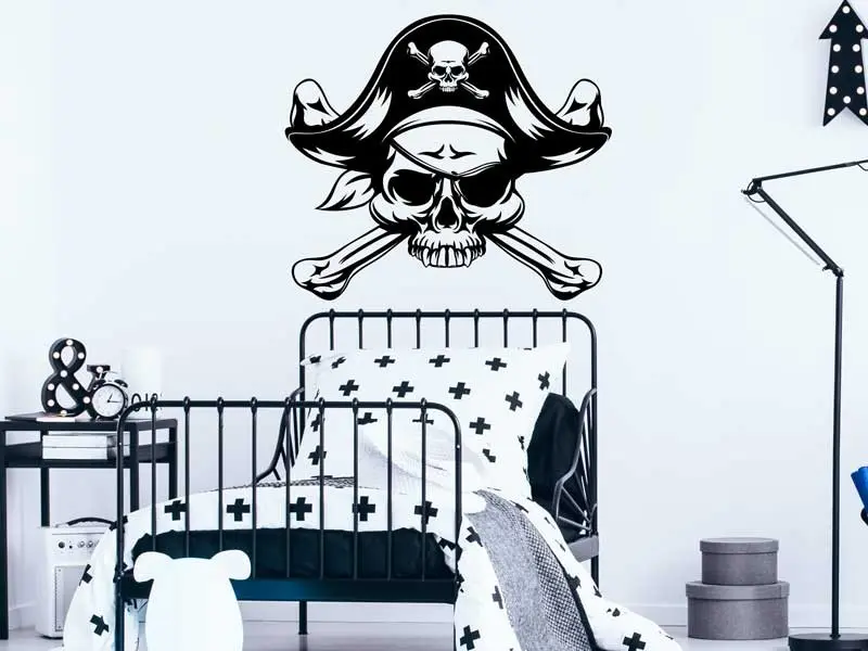 Sticker mural Pirate Tête de mort résultat en situation Sticker mural Pirate Tête de mort résultat en situation