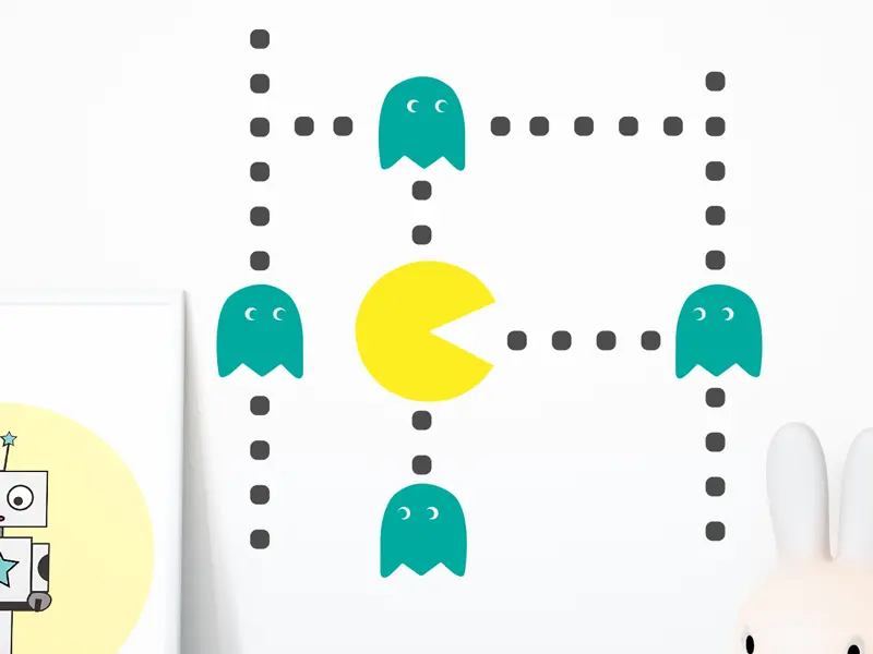 Sticker mural Autres jeux Pacman résultat en situation gros plan Sticker Pacman