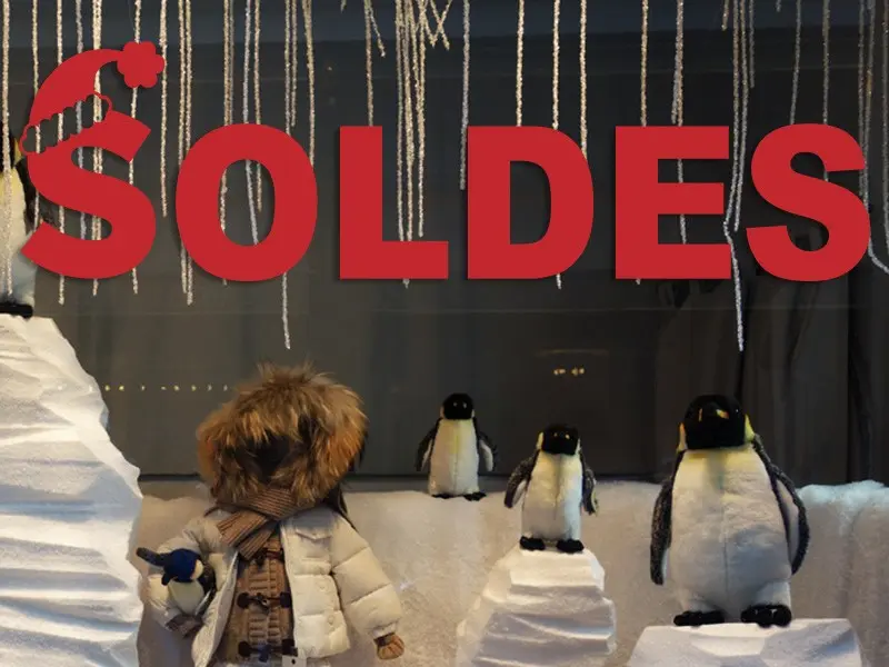 Sticker vitrine Soldes Chapeau de Noël