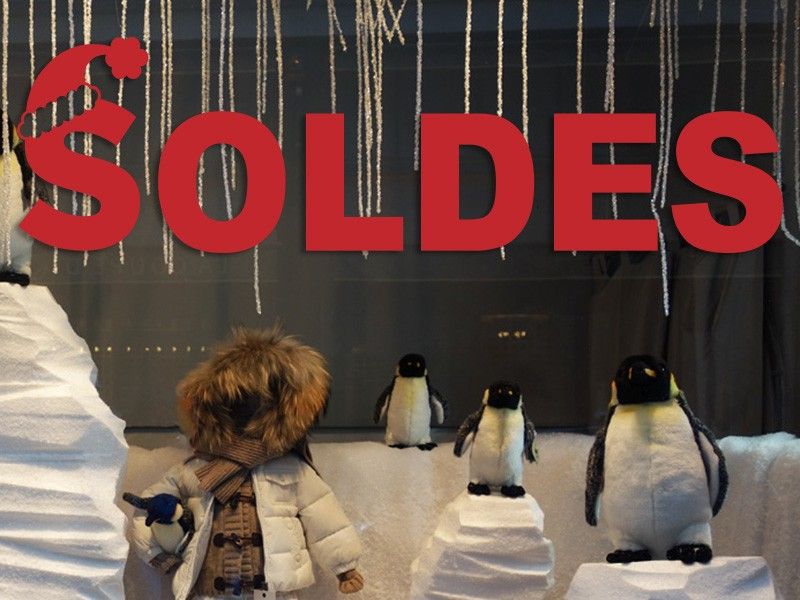 Sticker vitrine Soldes Chapeau de Noël
